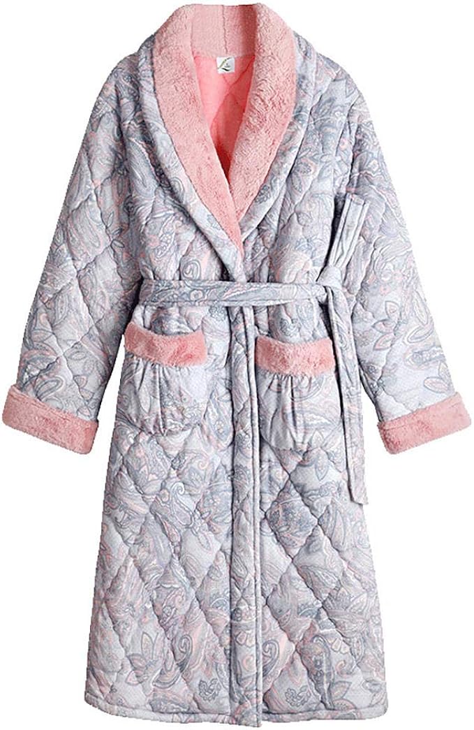 Damaioness Peignoir Femme Polaire,Super Douce Peluche Peignoir,Chemise de Nuit matelassée Chaude