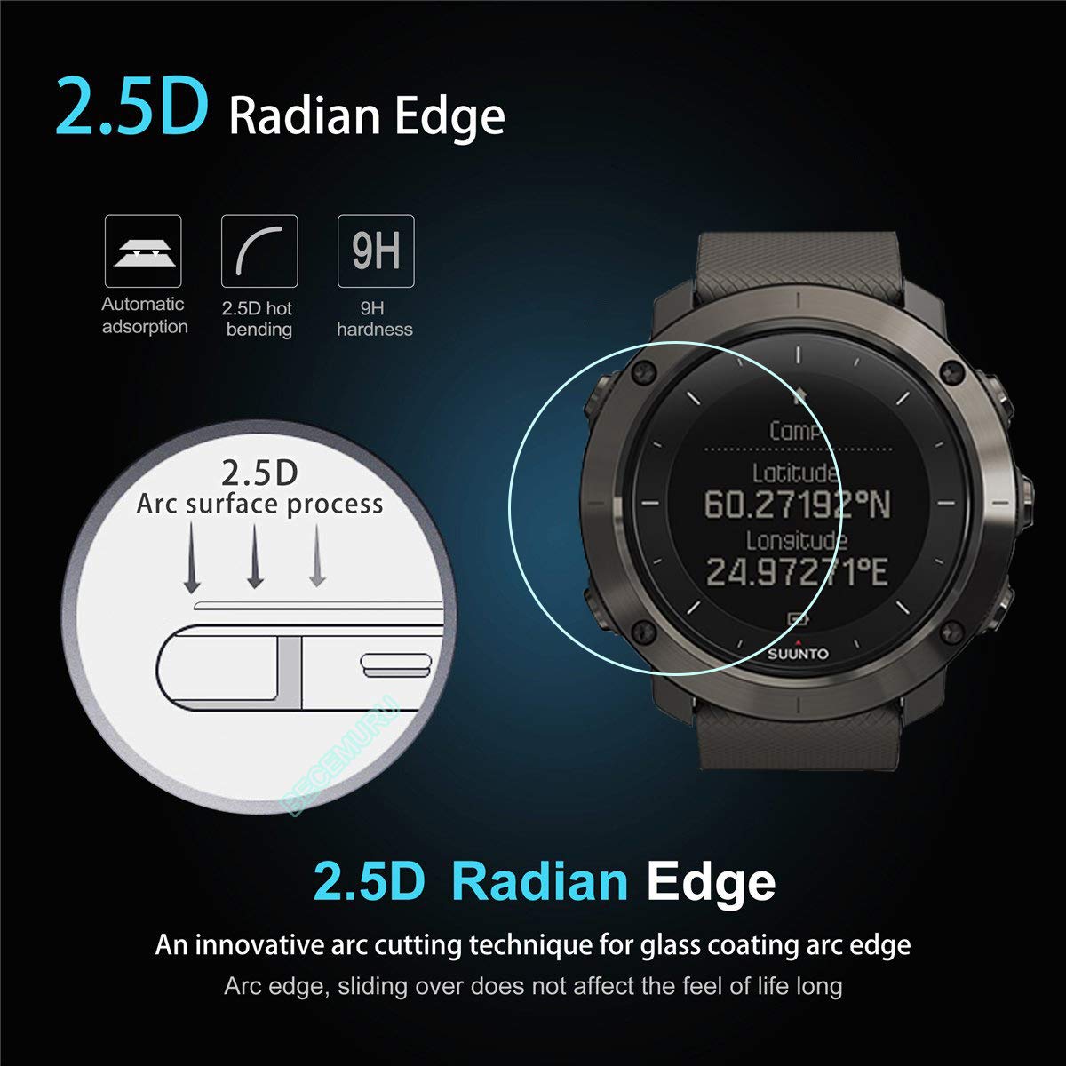 BECEMURU Garmin Suunto Traverse Graphite Protector de pantalla 9H ...