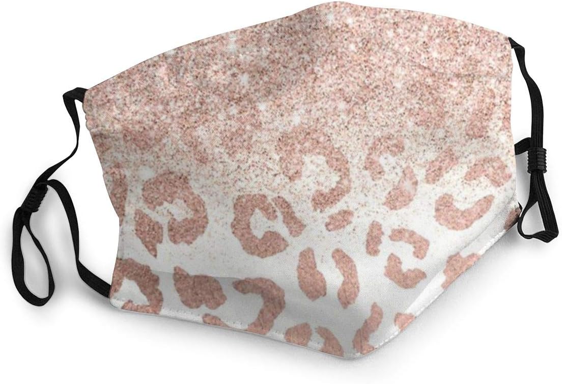 Adult Anti-dust Mouth cover Rose Gold Glitter Ombre Leopard Print Face covers With Adjustable EarLoops Windproof Mouth Cover For Women Men