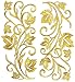 Two Hug Gold Flower Leaves Iron on Embroidered Appliques Patch Flower Motifs, Craft, Sewing, Embroidery Patches, Embroidered Lace Fabric Ribbon Trim Neckline Collar (Gold)