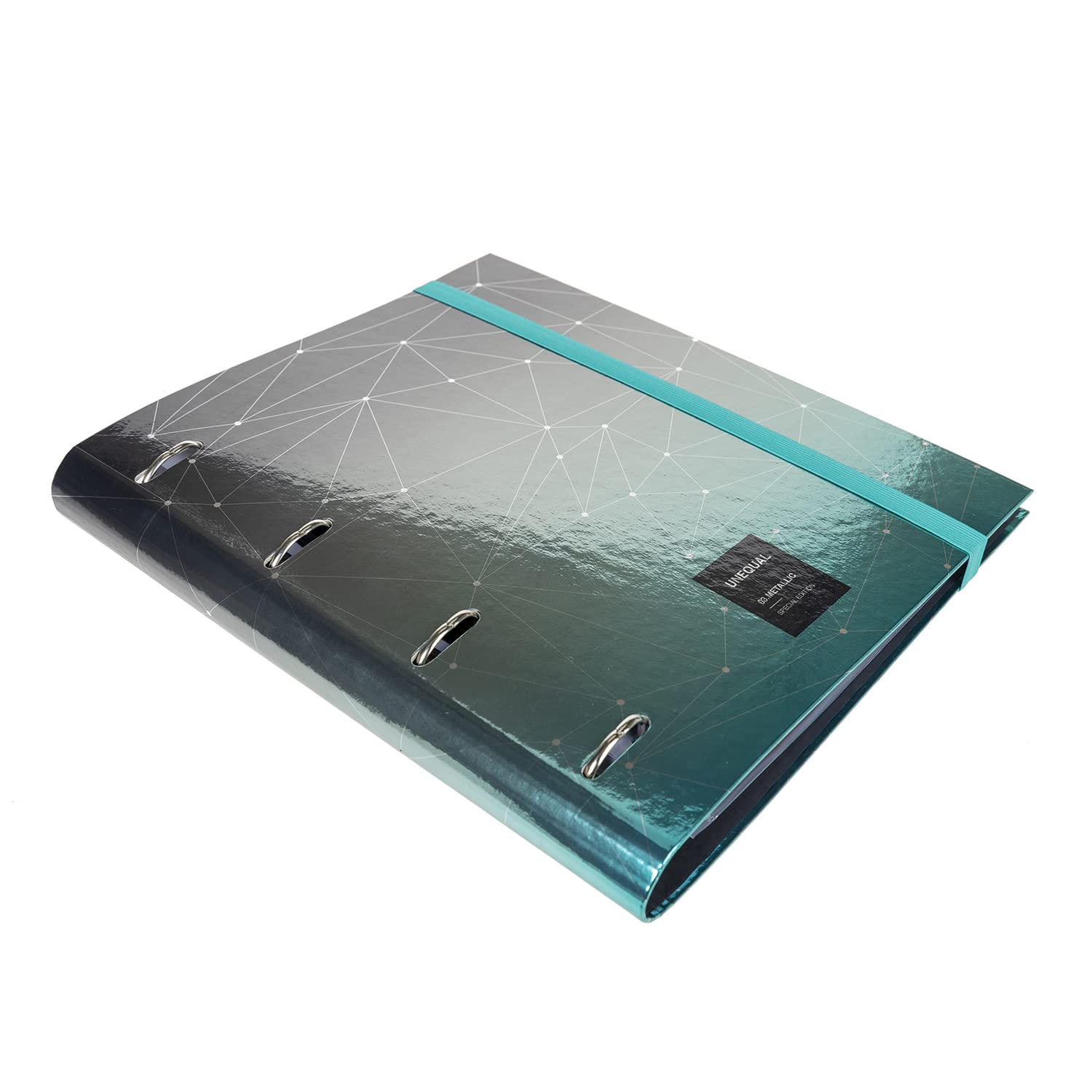 Grafoplás | 4 Ring Binder Squared 5x5 90g A4 Plain Black Metal Finish with Dividers and Clear Envelope Carpebook