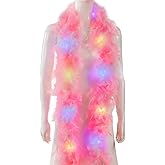 Larryhot Chandelle Pink Feather Boa - 2Yards 75g Colorfu 20 LED Lights Boas for Party,Wedding,Halloween Costume,Christmas Tree and Home Decoration (Light Pink)