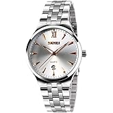 cofuo Mens Stainless Steel Analog Watch, Mens Luxury Wrist Dress Waterproof Watches, Quartz Classic Work Business Casual Watch with Roman Numeral