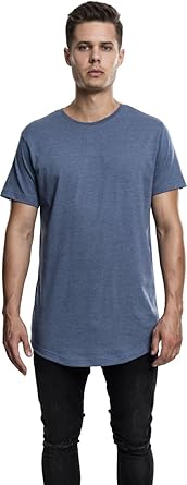 Urban Classics TB1767 Herren T-Shirt Shaped Melange Long Tee - Kurzarm Longshirt für Männer mit Rundhals-Ausschnitt und abger