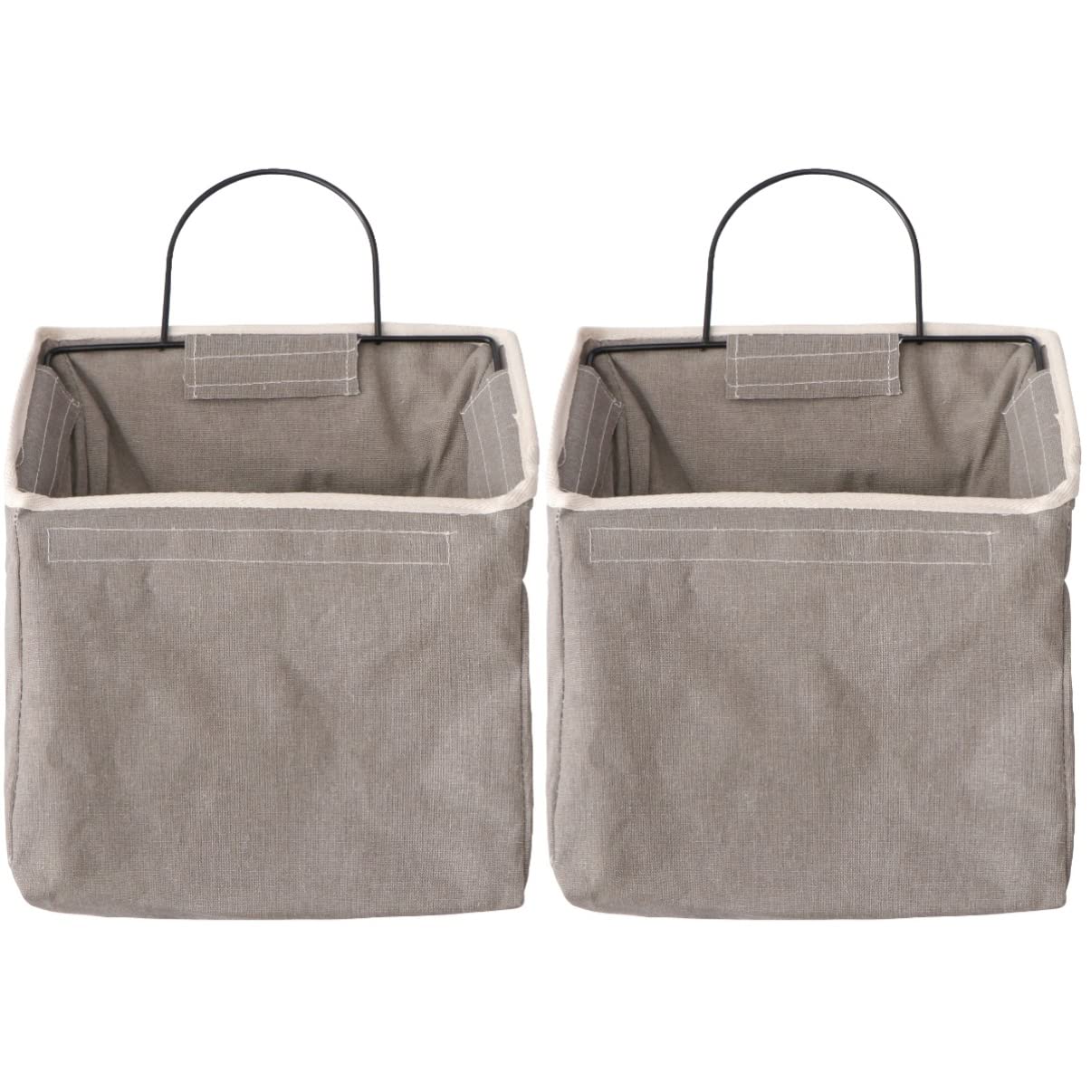 2Pcs Large Hanging Fabric Storage Bag with Metal Frame, Wall-Mounted Organizer for Magazines, Books, Toys, Kitchen, Bedroom, Bathroom, No Drilling Required