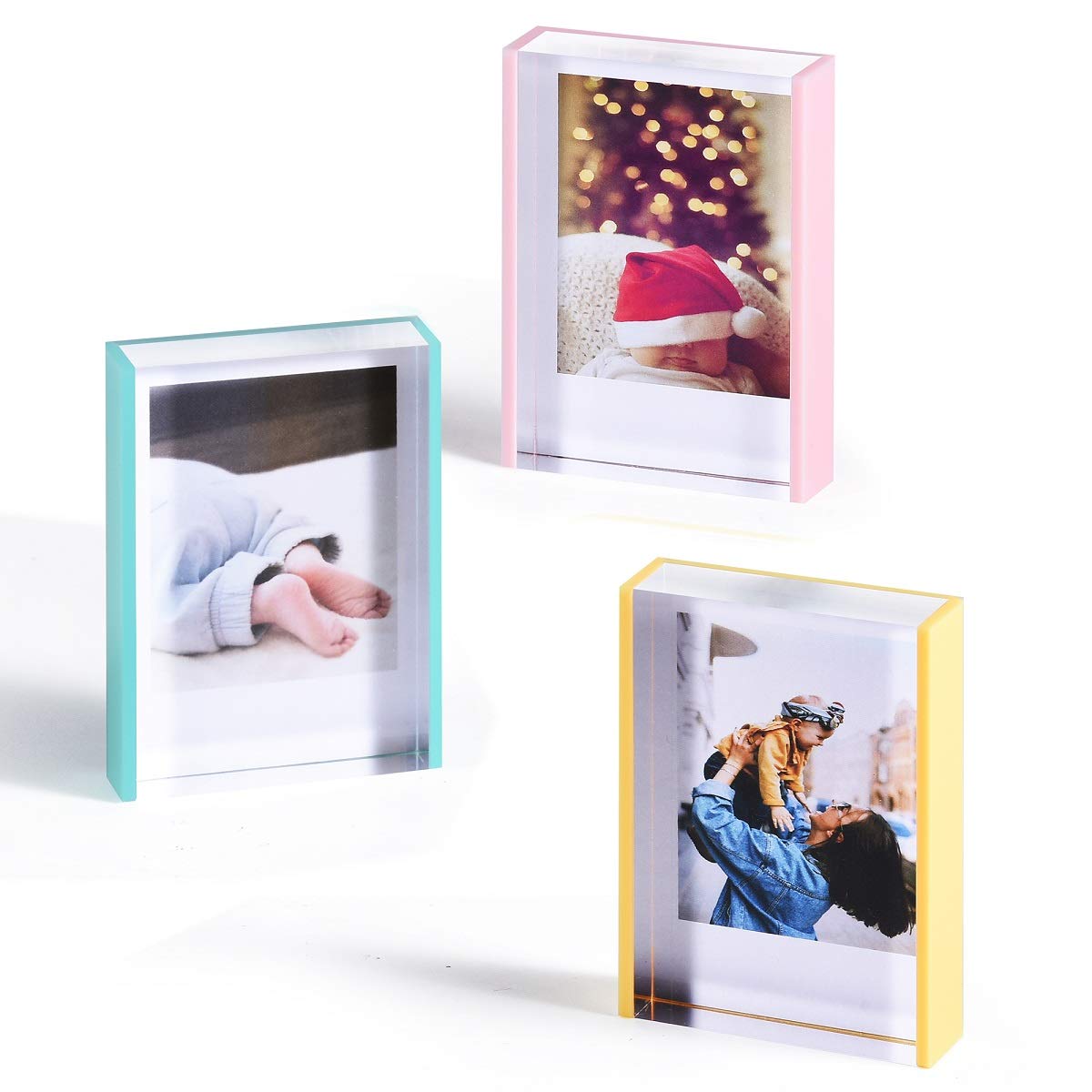 Phattopa Instax Mini Acrylic Picture Frames 2x3 Fujifilm Polaroid Picture Frame Free Standing Mini Instax Acrylic Photo Frame Wallet Size Instant Picture Frames Desktop Photo Display (3 Pack)
