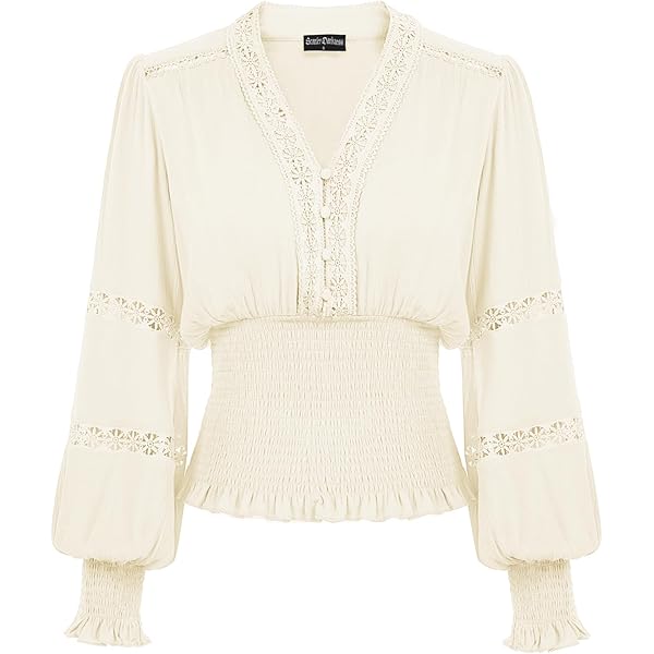 Anna-Kaci Women's Victorian Renaissance Boho Peasant Blouse - Gothic Lolita Long Sleeve Top