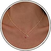 Valentines Day Gifts for Her, Birthstone Rings for Women Birthday Gifts for Teen Easter Basket Stuffers Initial Necklace Initial A-Z Birthstone Necklace Mom Birthday Gifts Christmas Anniversary Jewelry