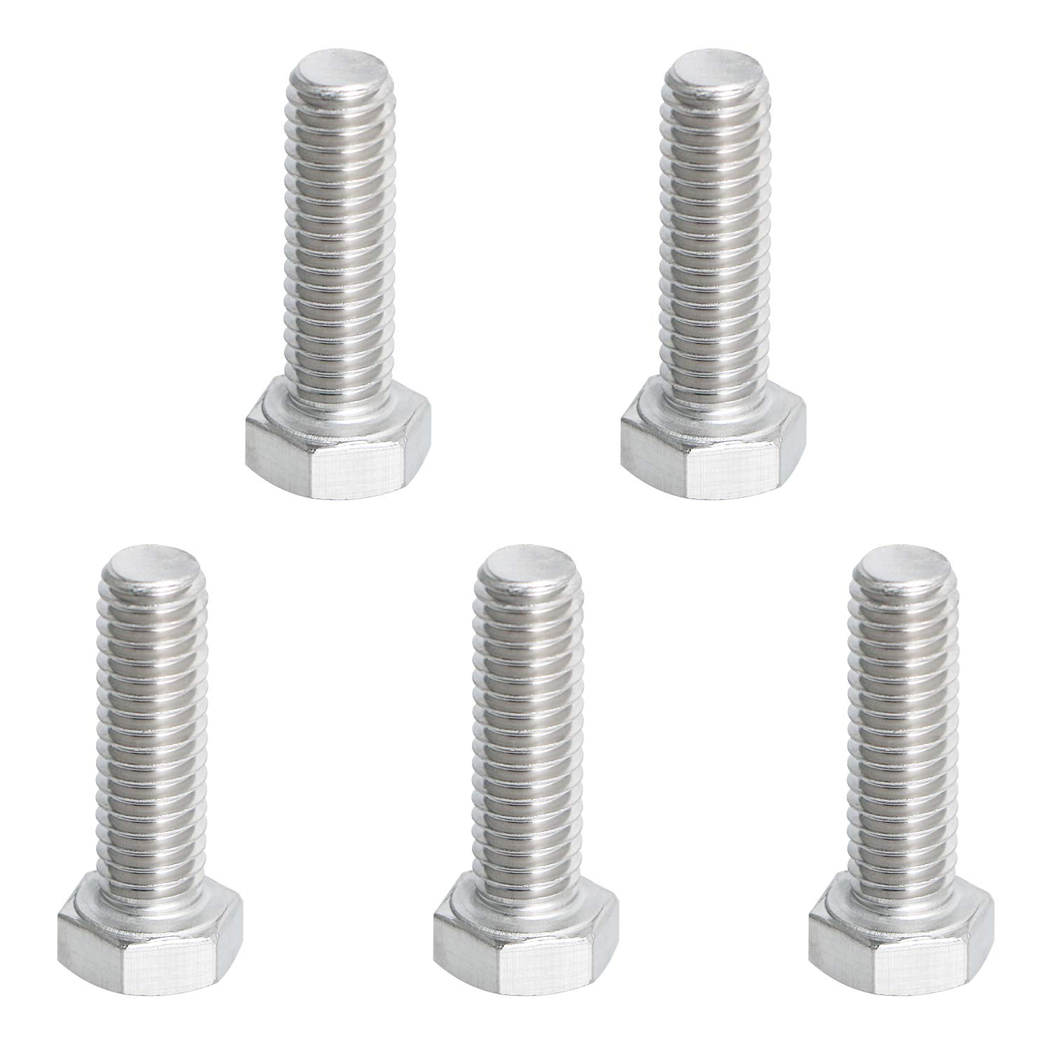Aopin 3/8"-16 x 1-1/4" Hex Head Bolts Screws 304 Stainless Steel, A2-70 Fasteners Fully Machine Threaded SUS304 5 Pcs
