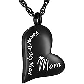 XIUDA Urn Necklace for Ashes Forever in My Heart Pendant Cremation Necklace Stainless Steel Ashes Jewelry for Dad Mom Papa Husband Wife