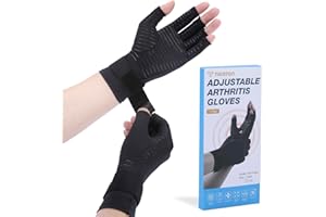 Tikaton Copper Infused Compression Arthritis Gloves with Wrist Strap for Hand Pain,Carpal Tunnel,Tendonitis, Fits Women & Men