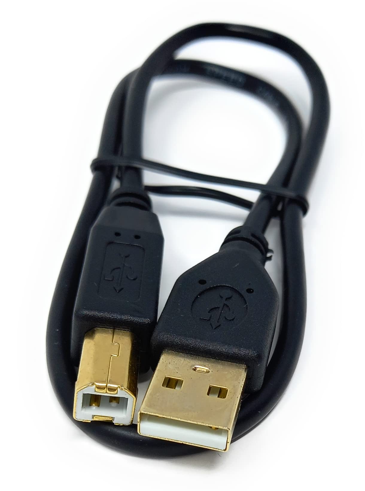 DRUT 50cm USB A to B 2.0 24AWG High Speed Cable Lead for Printer, Scanner, Music Instrument 1.6ft Black Gold Connectors