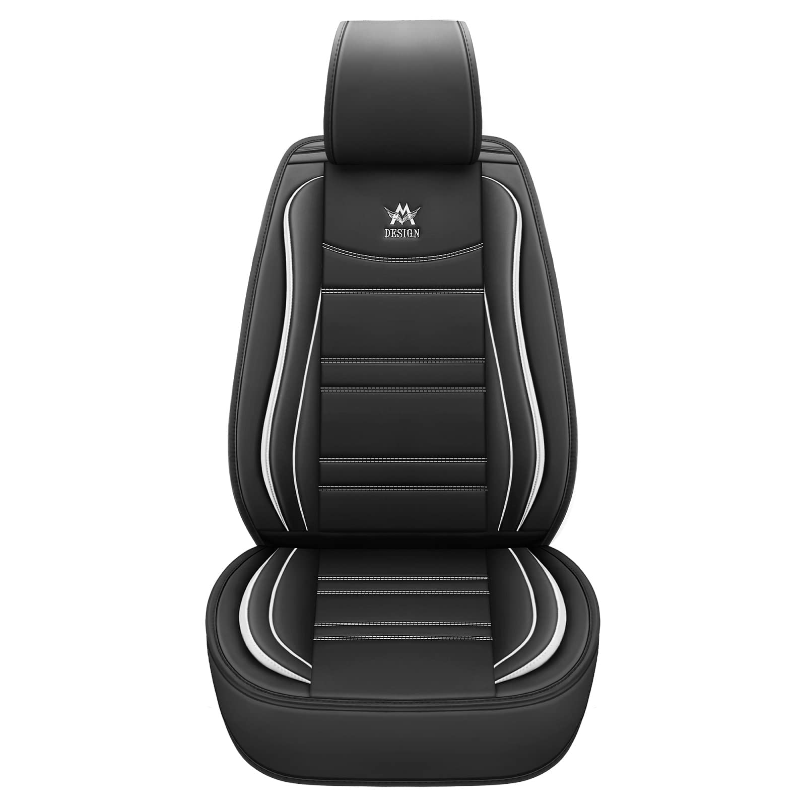 Car Seat Covers 5 Seats Full Set Universal Fit (Black-White)