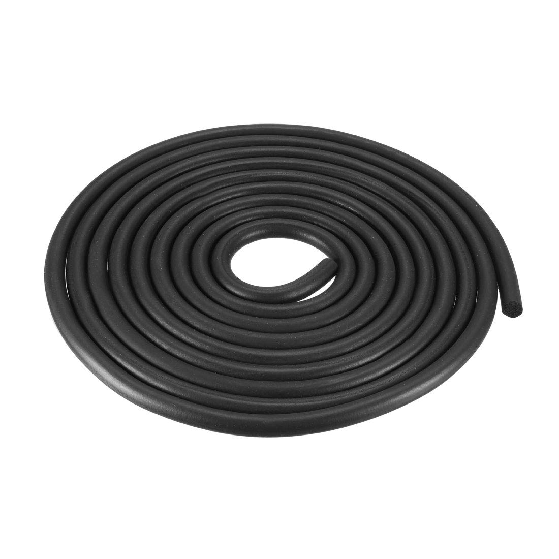 sourcing map Foam Rubber Seal Weather Strip 8mm Diameter 3 Meters Long Black