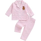 Kuriozud Kids Easter Pajamas Toddler Baby Girl Jesus/Donkey Print Button Down Pjs Tops Pants Little Girls Easter Pajama Set