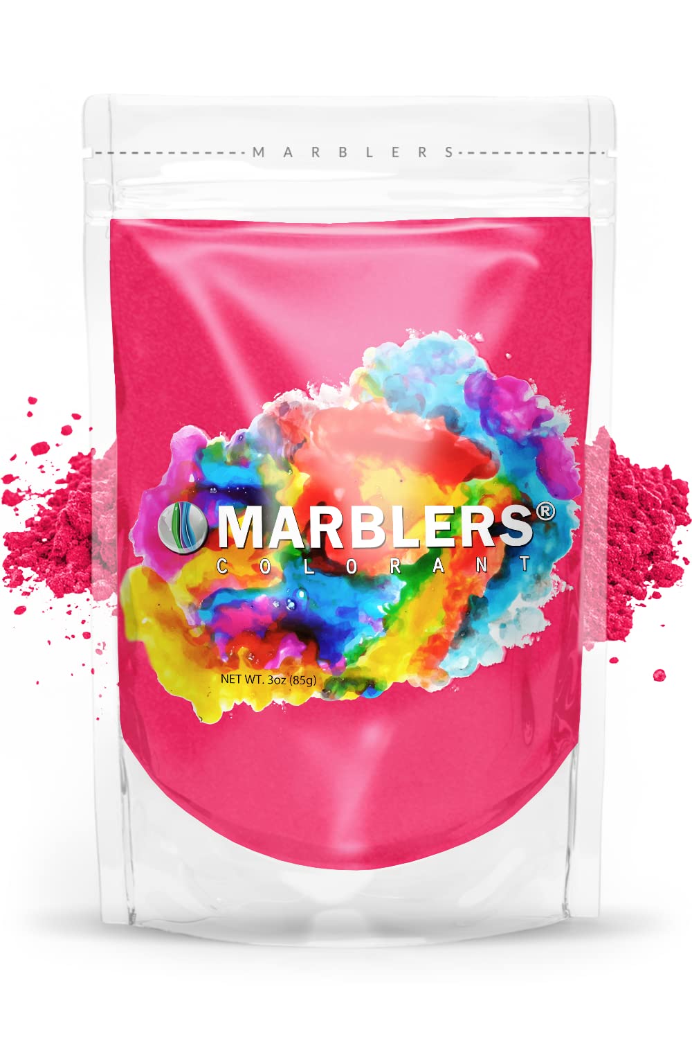 MARBLERS Pink Mica Powder [Hot Pink] 3oz (85g) | Cosmetic Grade | Epoxy Resin Pigment | Dye | Non-Toxic, Vegan, Cruelty-Free | Lip Gloss, Nails, Body Butter | Bath Bomb, Candle & Soap Making