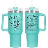 Muwnrol Vet Tech Gift Tumbler, Vet Tech Week Gift for Veterinarian, Veterinary Nutrition Fact 40 Oz Tumbler with Handle