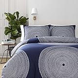 Marimekko 221437 Fokus Comforter Set, Navy, Full/Queen