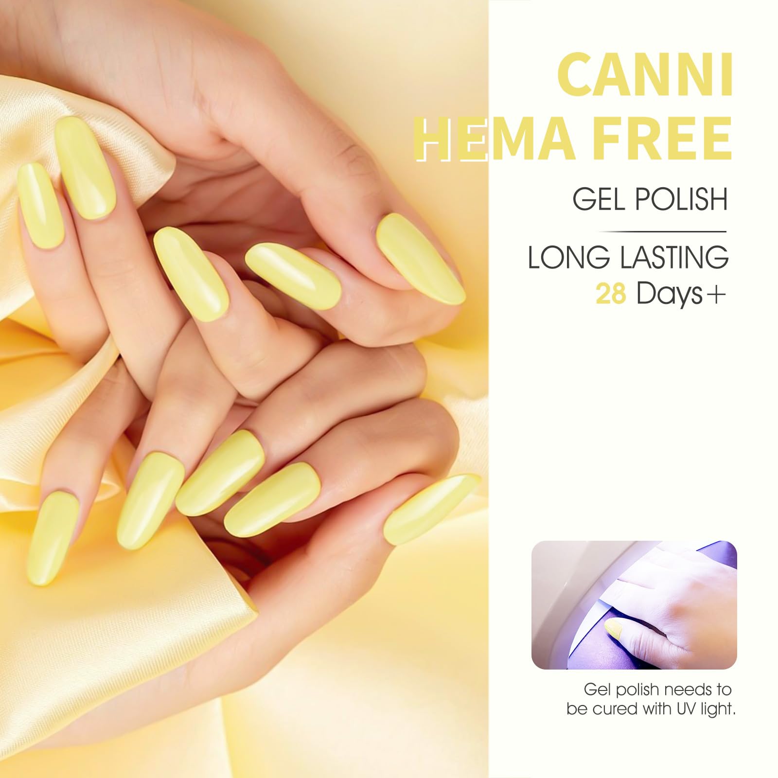 CANNI Yellow Gel Nail Polish, 1Pcs Light Yellow Gel Polish Bright Pastel Butter Yellow Color Nail Polish Gel High Gloss Soak Off U V Gel Nail French Nail Manicure Salon DIY - Image 3
