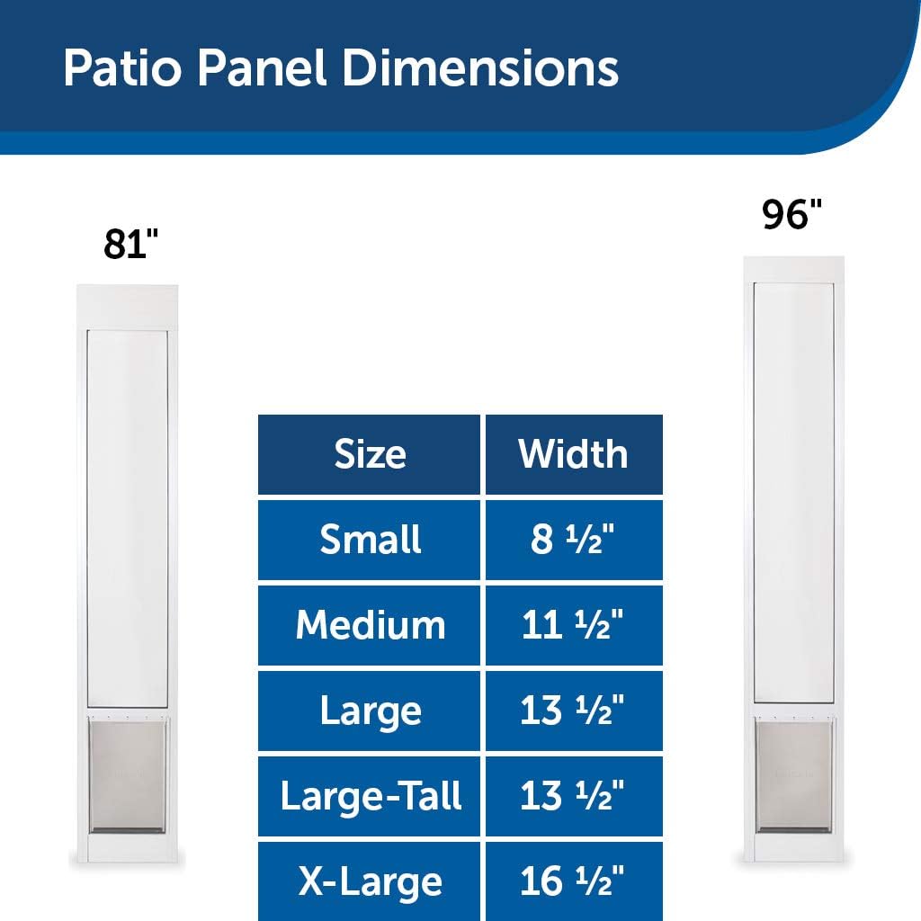 PetSafe Freedom Aluminum Patio Panel Sliding Glass Dog and Cat Door, Adjustable 76 13/16 in to 80 11/16 in - Large White Pet Door : Pet Doors : Pet Supplies