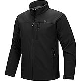 33,000ft Men's Waterproof Softshell Jacket Warm Fleece Lined Windbreaker Lightweight Soft Shell for Travel Hiking Golf
