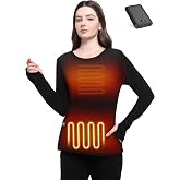 Women's Heated Shirt with Battery Pack Heated Thermal Top with Thumb Hole | Heated Thermal Shirt for Women Winter Warm 7.4V Electric Heating Base Layer Long Sleeve, Fleece-Lined, 4-Way Stretch Fabric