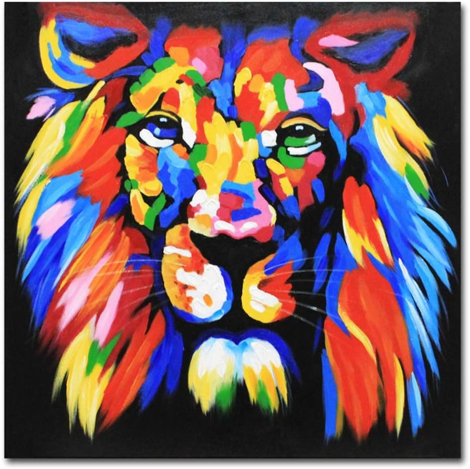 Amazon ライオン絵画現代のかわいい動物の壁アートリビングルーム抽象キャンバス壁の装飾キッズルームアート 60 60センチフレームなし ウォールステッカー オンライン通販
