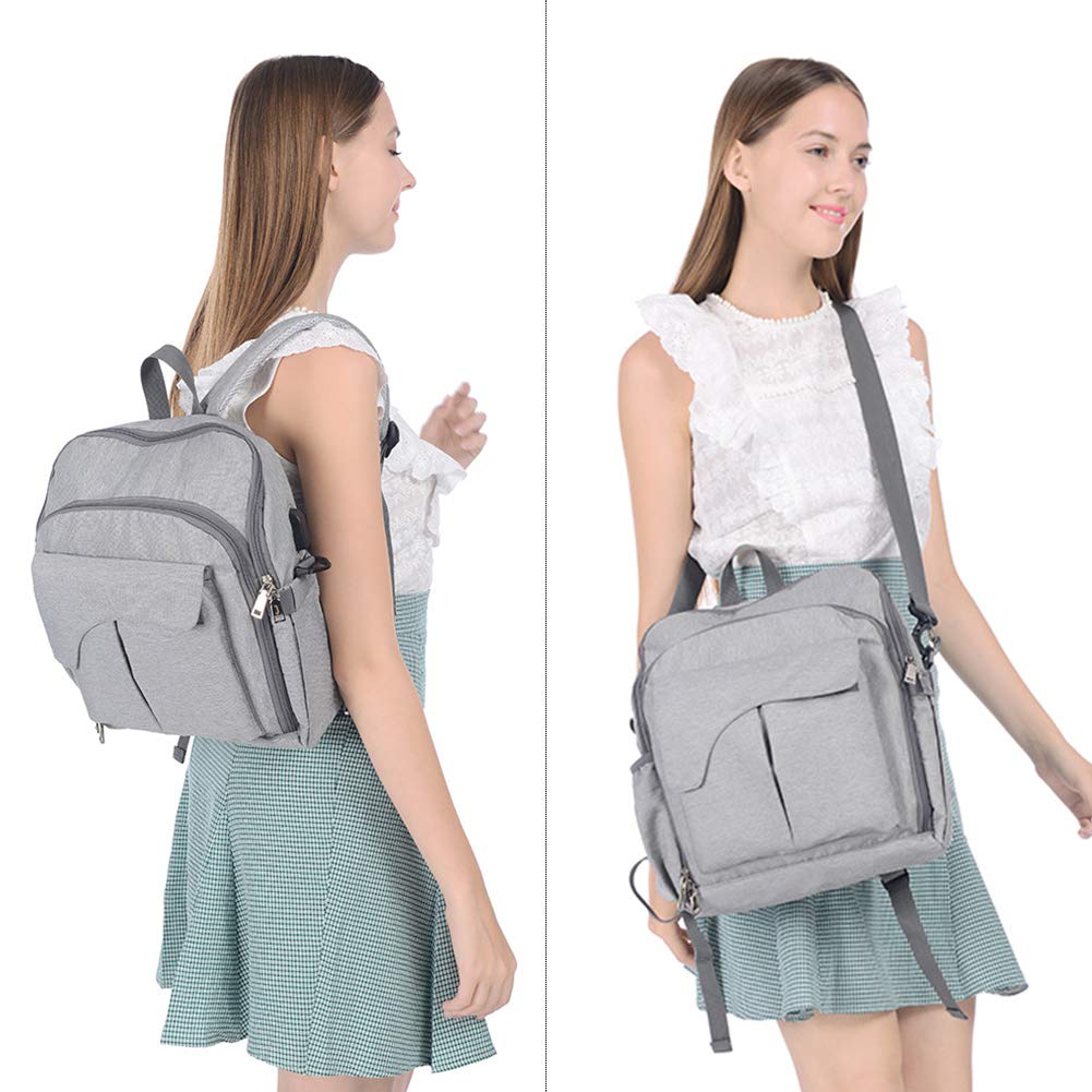 changing bag with insulated bottle pockets