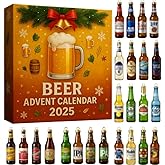 2025 Beer Advent Calendar, 24-Pack Beer Lover's Countdown Box Set, 3D Flat Holiday Calendar with 24 Unique Surprise Gifts for