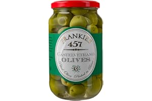 Frankies 457 Pitted Castelvetrano Olives - Authentic Sicilian - Product Of Italy - Premium Handpicked Imported Italian Olives - Great For Every Occasion - 9 oz Jar