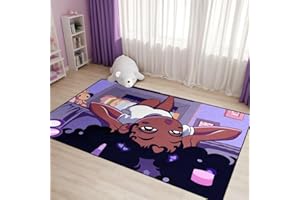 FJKJHKGJ Black Girl Area Rug for Bedroom African American Girls Floor Rugs for Living Room Playroom Cartoon Art Home Decor Soft Yoga Mats for Women Afro Purple 47" x 31" (2.7 x 3 Feet)