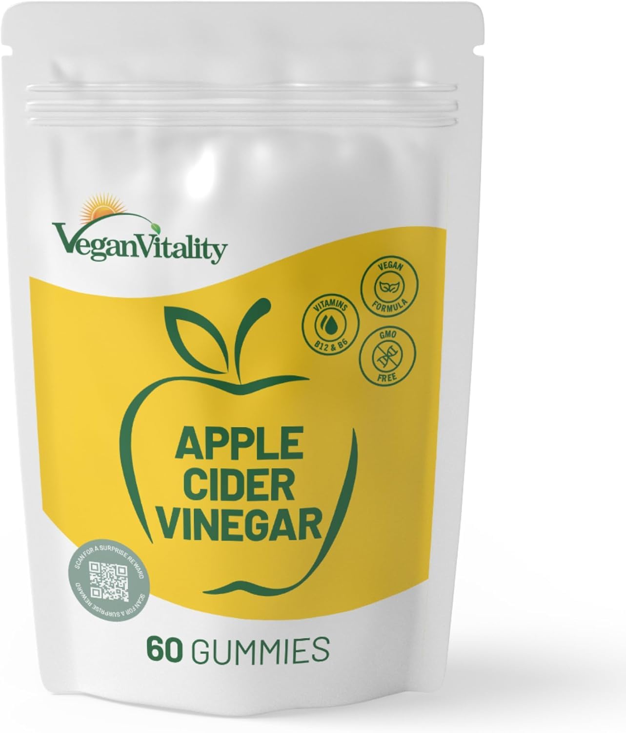 Apple Cider Vinegar Gummies - Appetite ACV Gummies That Work Fast - Reinforced with Beetroot, Pomegranate, B6 & B12, Vegan Vitality 60 Gummies - Keto Gummies