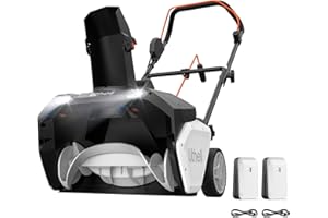 Litheli 2x20V Cordless Snow Blower, 20-Inch Brushless Electric Snow Thrower with Wheels, 180° Adjustable Chute, LED Lights, B