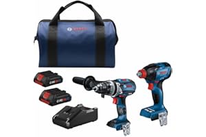 BOSCH GXL18V-227B25 18V 2-Tool Combo Kit with Connected-Ready Two-in-One 1/4 in. Bit/Socket Impact Driver/Wrench, 1/2 in. Ham