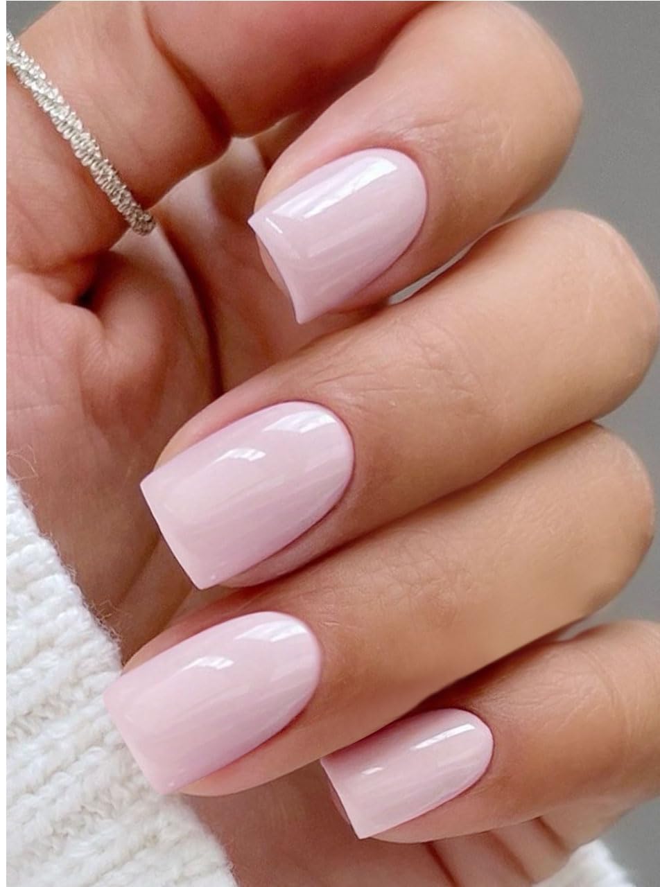 JMEOWIO Gel Nail Stickers Light Pink Semi Cured Gel Nail Strips Wraps UV/LED Nails Art Design Decoration Accessories