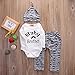 Newborn Boy Girl 3pcs Set Mustache Beard Long Sleeve Romper+Pants+Hat (3-6months, White)