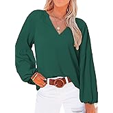 Yukilili Plus Size Tops for Women V Neck Long Sleeve Loose Blouses Shirts XL-5XL