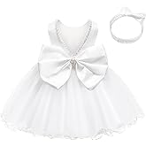 LZH Baby Girls Dress Ruffle Lace Backless Bowknot with Headwear Pageant Party Flower Wedding Dresses