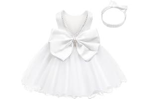 LZH Baby Girls Ruffle Lace Backless with Headwear,Bowknot Flower Dresses Pageant Party Wedding