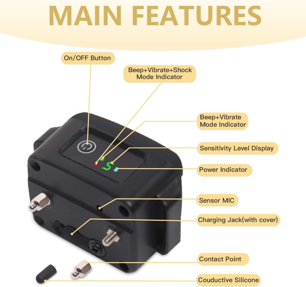 Dog Bark Collar -5 Adjustable Sensitivity and Intensity Levels-Dual Anti-Barking Modes Rechargeable/Rainproof/Reflective -No Shock Barking Control Dog Collar for Small Medium Large Dogs : Kitchen & Dining