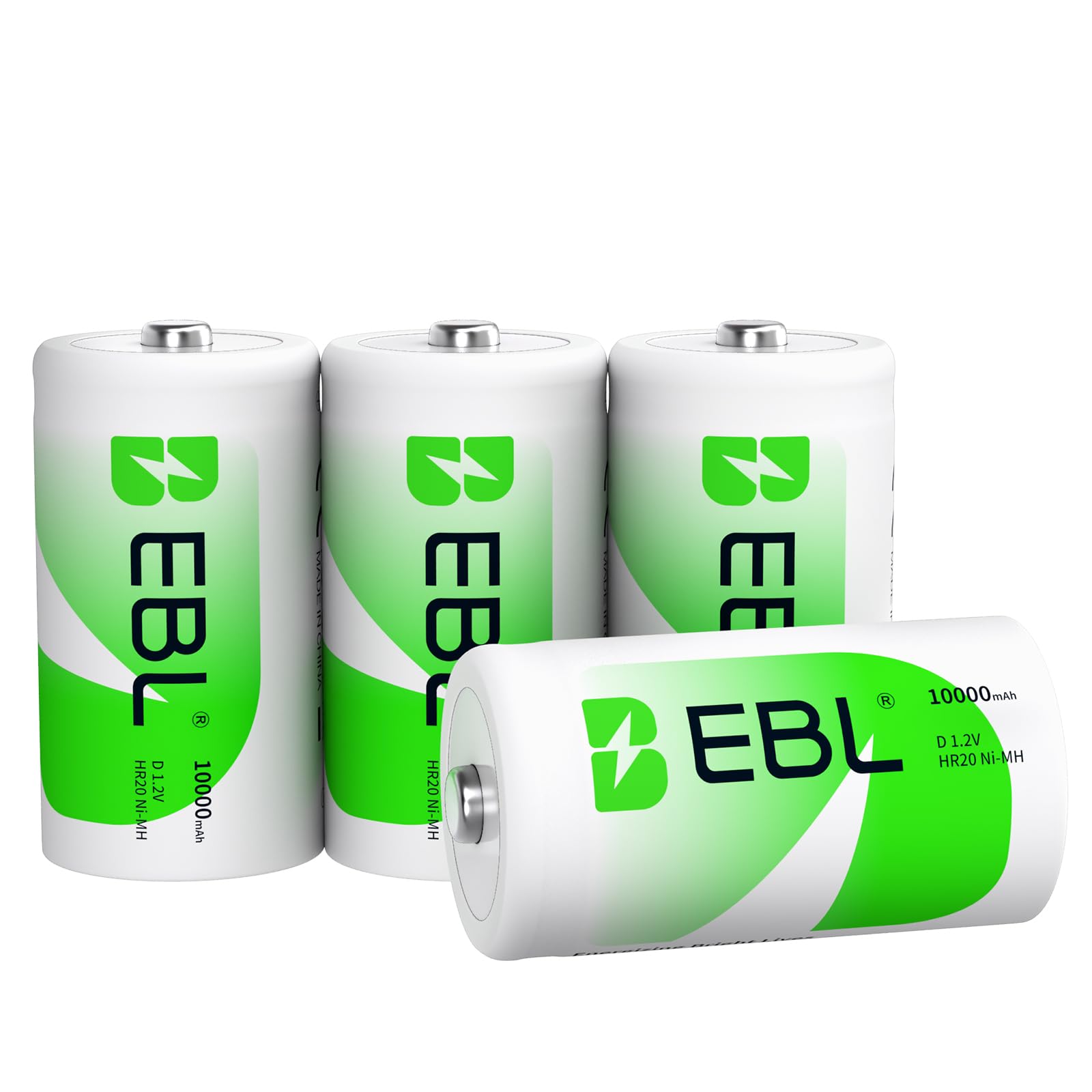 EBL 4 Pack 10000mAh D Size Rechargeable Batteries High Capacity Ni-MH D Batteries (New Packaging, Images Coming Soon)