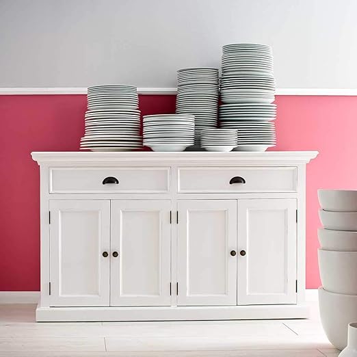 Pharao24 Wohnzimmer Sideboard In Weiss Mahagoni Massivholz Amazon De Kuche Haushalt