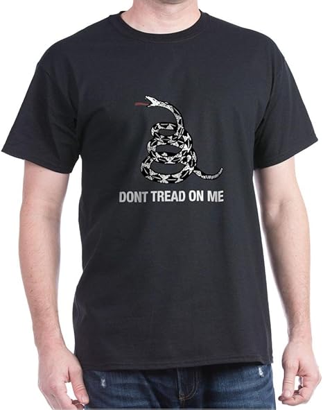 CafePress - Gadsden Flag Dark T-Shirt - 100% Cotton T-Shirt: Amazon.co.uk: Clothing