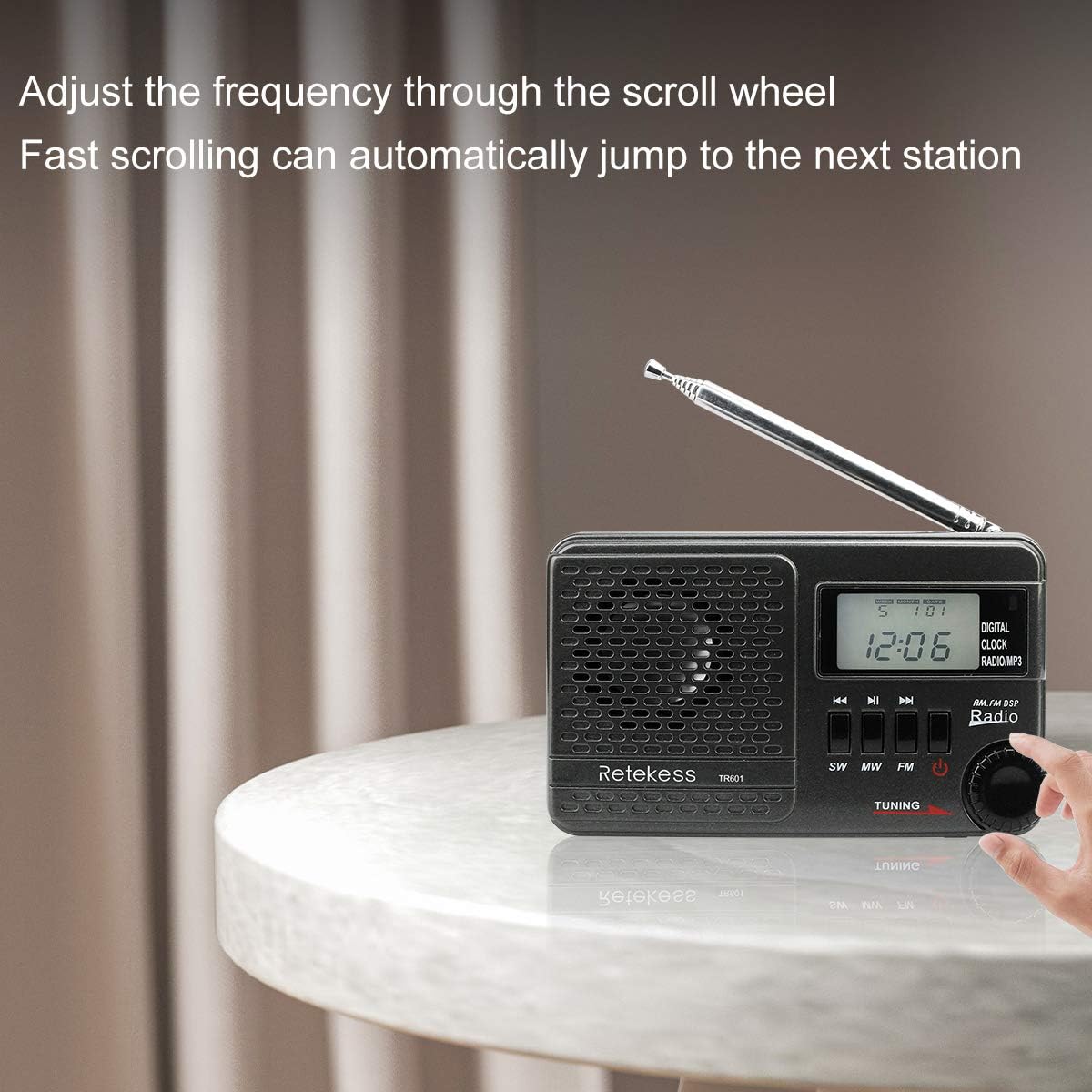 Retekess TR601 Portable Shortwave Radios with Best Reception, AM FM Radio Battery Operated, DSP Radio MP3 Player Support TF and USB Port (Black): Home Audio & Theater