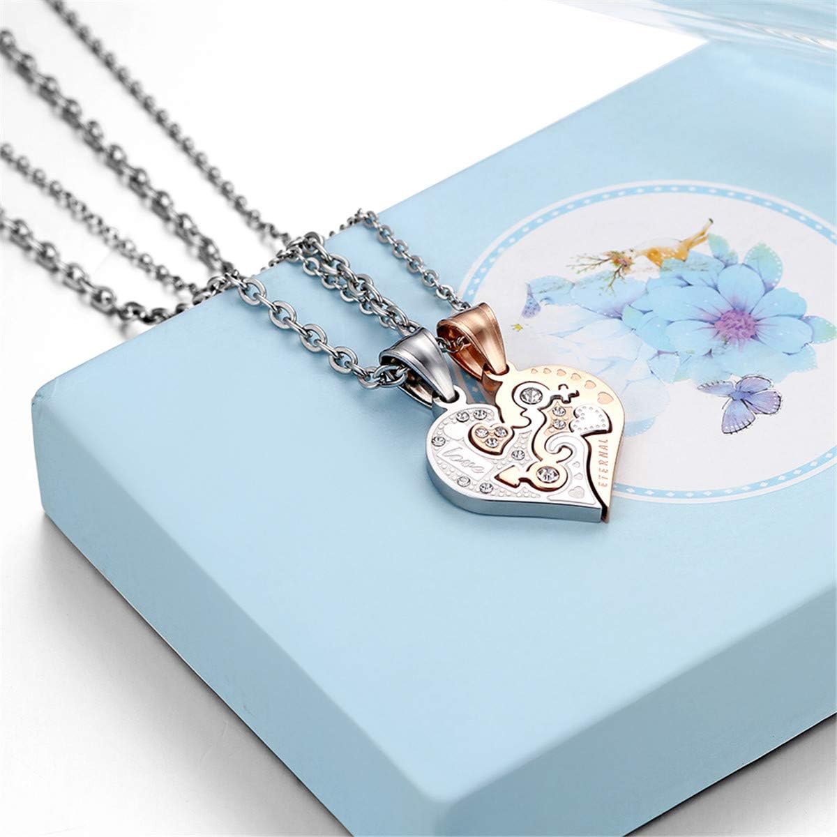JewelryWe His and Hers Matching Set Love Eternal Half Heart Pendant with Male Female Symbol Puzzle Couples Necklaces - Image 5