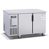 ICECASA 48" W Commercial Refrigerator Worktop Undercounter 2 Door | Stainless Steel Counter Fan Cooling Cooler 9.4 Cu.ft for Restaurant, Bar, Deli, Garage, Church, Ranch