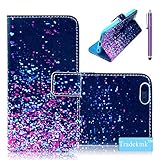 iphone 6S Plus Case,iphone 6 Plus Case, Tradekmk(TM) Fashion Unique Purple Blue Combo Spots Design Premium PU Leather Slim Fit Folio Magnet Wallet Stand Shell Cover Case with Card Holders Compatible with Apple iPhone 6 6S Plus(5.5)[+Stylus]