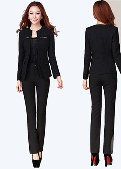 Amazon レディーススーツセット 細身シルエットで 美スタイル魅せ 2点ご購入w158 Xl スーツ パンツ ブラック スーツ 通販