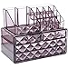 Ikee Design Purple Color Diamond Pattern Jewelry & Cosmetic Storage Display Boxes Two Pieces Set, Cosmetic Jewelry Organizer Makeup Holder, Cosmetic Holder, Cosmetic Organizer for Vanity