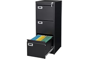 Yizosh 3 Drawer Lateral File Cabinet with Lock, Filing Cabinets for Home Office, Metal Locking Office File Storage Cabinets, 
